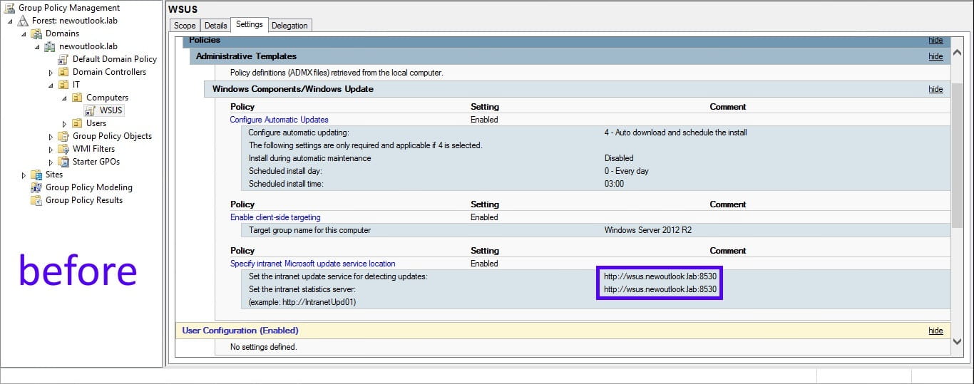 Windows Server Update Services - Policy Settings